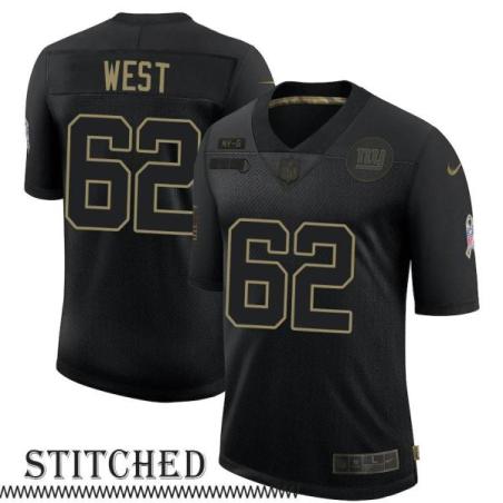 NY Giants #62 Stan West Black Salute to Service Jersey