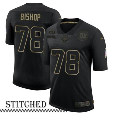 NY Giants #78 Greg Bishop Black Salute to Service Jersey