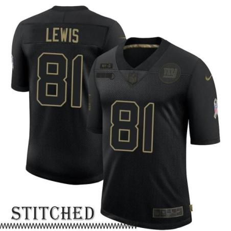 NY Giants #81 Thomas Lewis Black Salute to Service Jersey