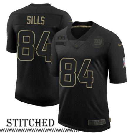 NY Giants #84 David Sills Black Salute to Service Jersey