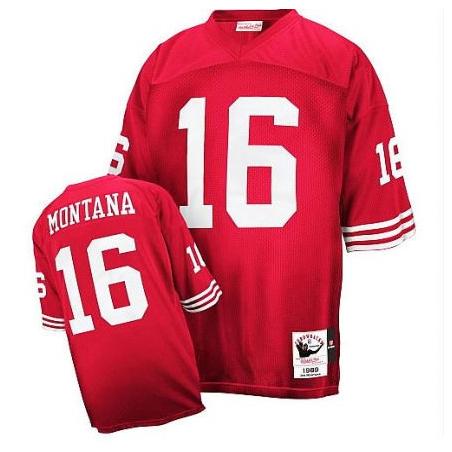 Joe Montana SF Football Jersey - SF #16 Football Jersey(Red Throwback)