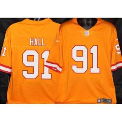 Buccaneers #91 Rhett Hall Orange Football Jersey Stitched