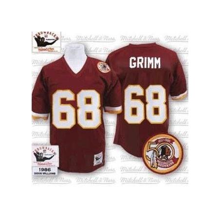 Russ Grimm Washington Football Jersey - Washington #68 Football Jersey(Red Throwback)