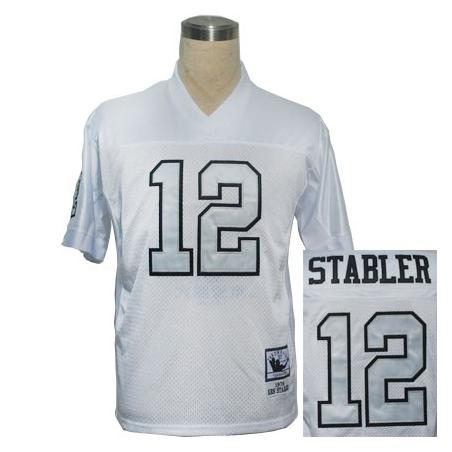 Ken Stabler Football Jersey - Oakland #12 Jersey(White Silver Number)