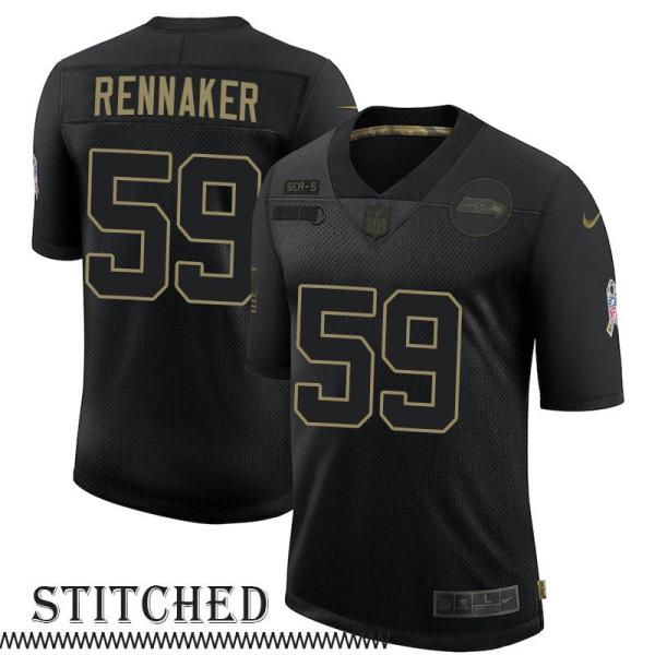 Terry Rennaker Black Salute to Service Jersey Seattle Seahawks #59