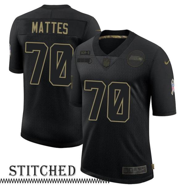 Ron Mattes Black Salute to Service Jersey Seattle Seahawks #70