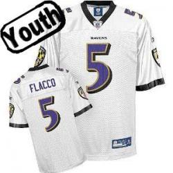 Joe Flacco Youth Football Jersey -#5 Baltimore Youth Jersey(White)