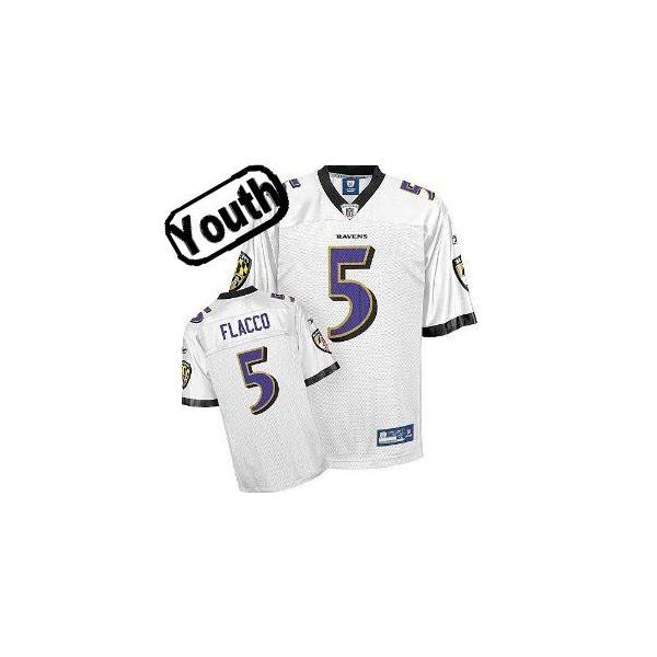 Joe Flacco Youth Football Jersey -#5 Baltimore Youth Jersey(White)