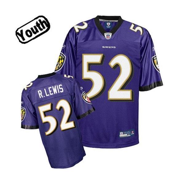 Ray Lewis Youth Football Jersey -#52 Baltimore Youth Jersey(Purple)