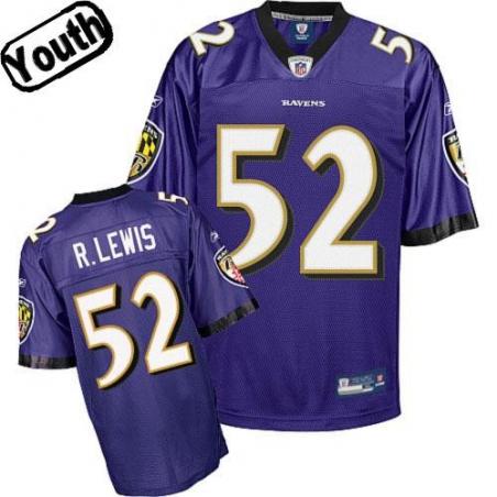 Ray Lewis Youth Football Jersey -#52 Baltimore Youth Jersey(Purple)