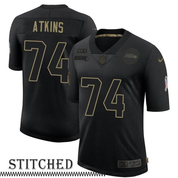 James Atkins Black Salute to Service Jersey Seattle Seahawks #74