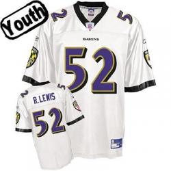 Ray Lewis Youth Football Jersey -#52 Baltimore Youth Jersey(White)