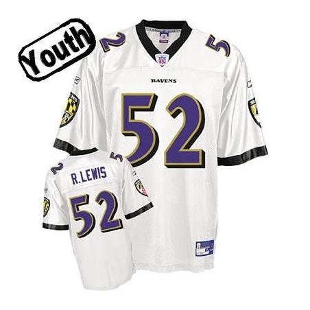 Ray Lewis Youth Football Jersey -#52 Baltimore Youth Jersey(White)