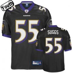 Terrell Suggs Youth Football Jersey -#55 Baltimore Youth Jersey(Black)