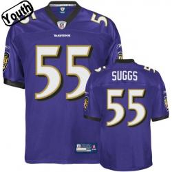 Terrell Suggs Youth Football Jersey -#55 Baltimore Youth Jersey(Purple)