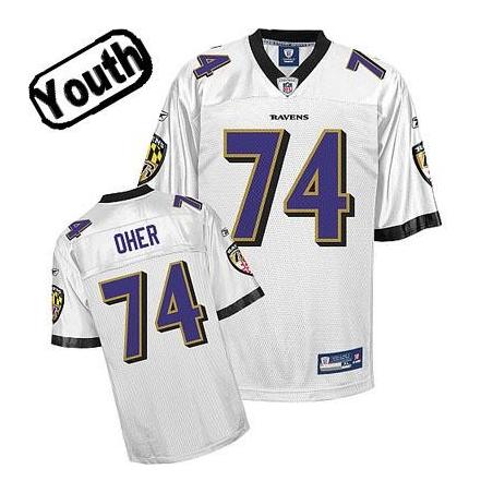 Michael Oher Youth Football Jersey -#74 Baltimore Youth Jersey(White)