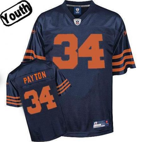 Walter Payton Youth Football Jersey -#34 Chicago Youth Jersey(Navy Orange number)