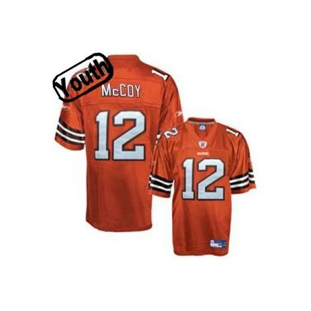 Colt McCoy Youth Football Jersey -#12 Cleveland Youth Jersey(Orange)