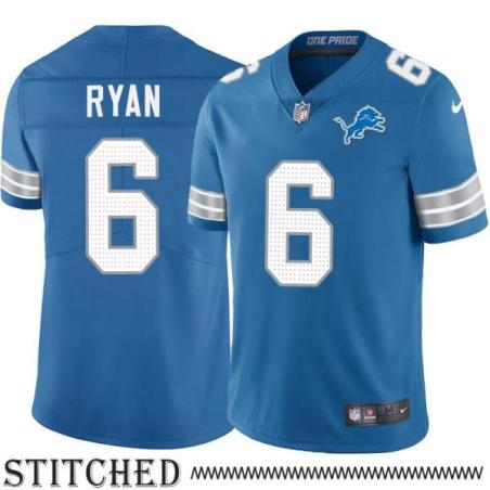 Detroit Lions #6 Kent Ryan Blue Home Jersey