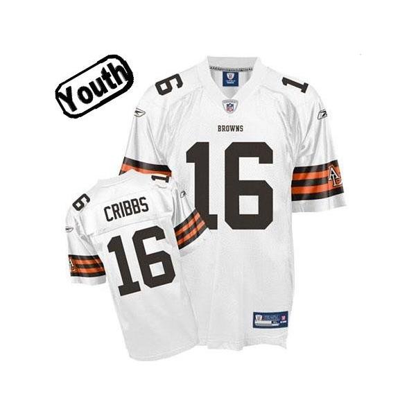 Joshua Cribbs Youth Football Jersey -#16 Cleveland Youth Jersey(White)