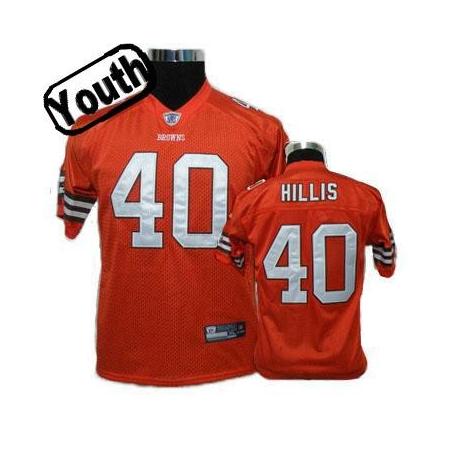 Peyton Hillis Youth Football Jersey -#40 Cleveland Youth Jersey(Orange)