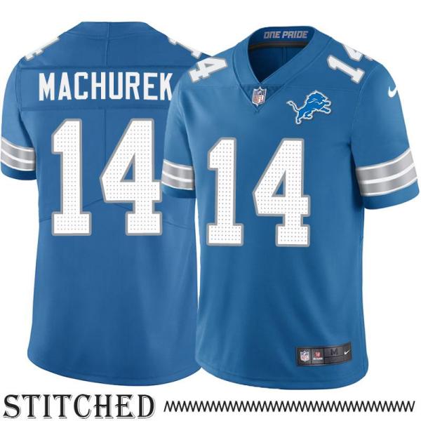 Detroit Lions #14 Mike Machurek Blue Home Jersey