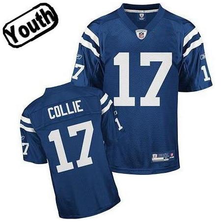 Austin Collie Youth Football Jersey -#17 Indianapolis Youth Jersey(Blue)