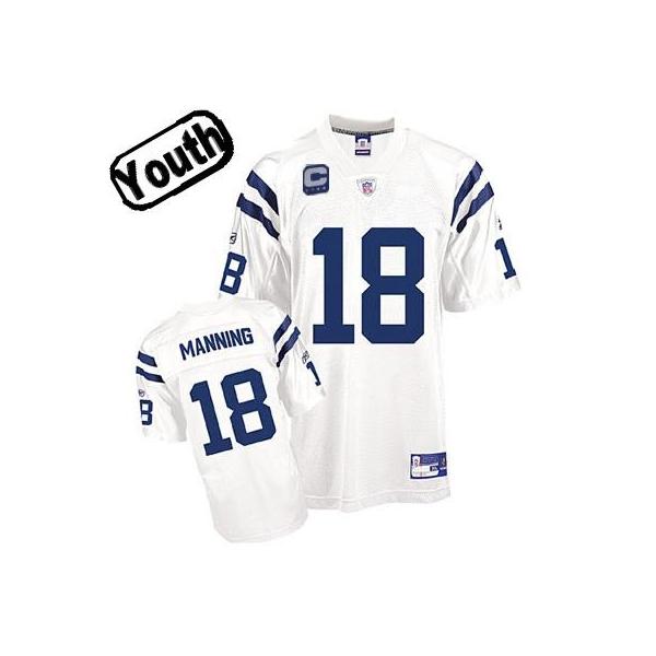 Peyton Manning Youth Football Jersey -#18 Indianapolis Youth Jersey(White)