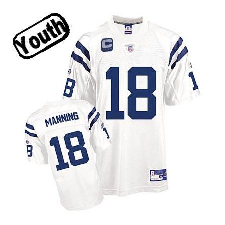 Peyton Manning Youth Football Jersey -#18 Indianapolis Youth Jersey(White)