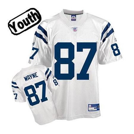 Reggie Wayne Youth Football Jersey -#87 Indianapolis Youth Jersey(White)