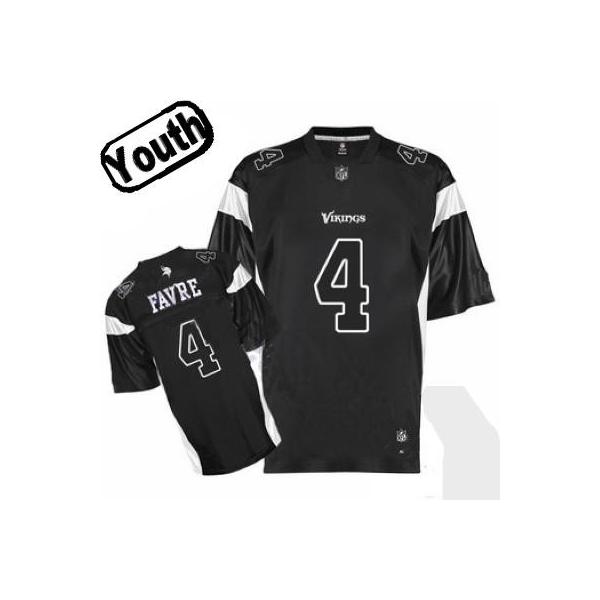 Brett Favre Youth Football Jersey -#4 Minnesota Youth Jersey(Black)