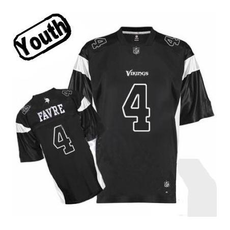 Brett Favre Youth Football Jersey -#4 Minnesota Youth Jersey(Black)