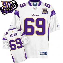 Jared Aleen Youth Football Jersey -#69 Minnesota Youth Jersey(White 50th)