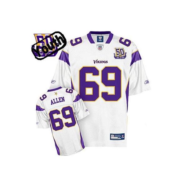 Jared Aleen Youth Football Jersey -#69 Minnesota Youth Jersey(White 50th)