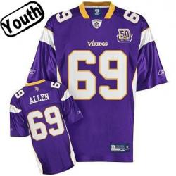 Jared Allen Youth Football Jersey -#69 Minnesota Youth Jersey(Purple 50th)