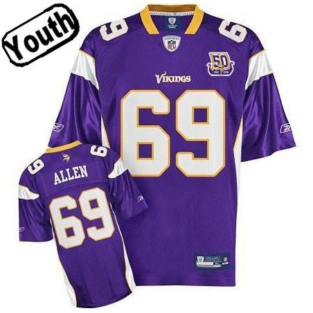 Jared Allen Youth Football Jersey -#69 Minnesota Youth Jersey(Purple 50th)