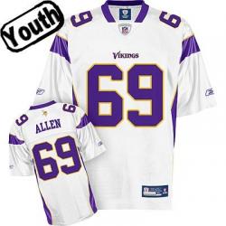 Jared Allen Youth Football Jersey -#69 Minnesota Youth Jersey(White)