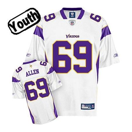 Jared Allen Youth Football Jersey -#69 Minnesota Youth Jersey(White)