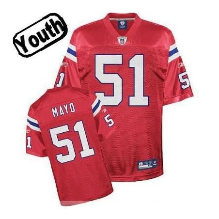 Jerod Mayo Youth Football Jersey -#51 New England Youth Jersey(Red)