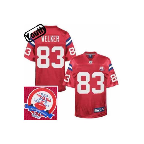 Wes Welker Youth Football Jersey -#83 New England Youth Jersey(Red 50th)