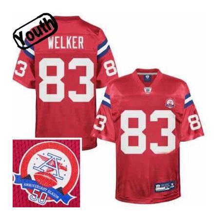 Wes Welker Youth Football Jersey -#83 New England Youth Jersey(Red 50th)