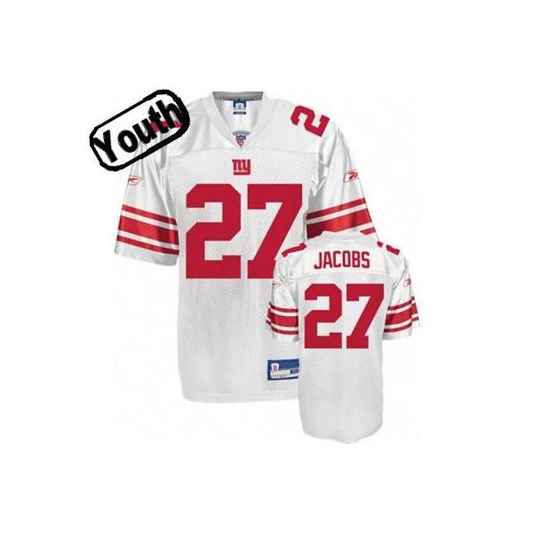 Bradon Jacobs Youth Football Jersey -#27 NY-G Youth Jersey(White)