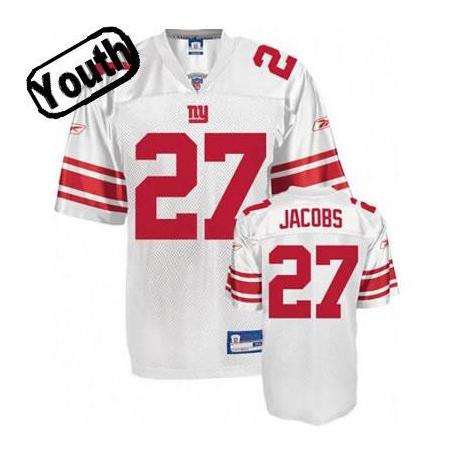 Bradon Jacobs Youth Football Jersey -#27 NY-G Youth Jersey(White)