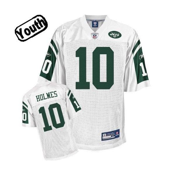 Santonio Holmes Youth Football Jersey -#10 NY-J Youth Jersey(White) S/10-12