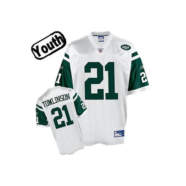 Ladainian Tomlinson Youth Football Jersey -#21 NY-J Youth Jersey(White)