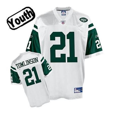 Ladainian Tomlinson Youth Football Jersey -#21 NY-J Youth Jersey(White)