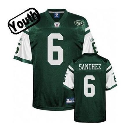 Mark Sanchez Youth Football Jersey -#6 NY-J Youth Jersey(Green)