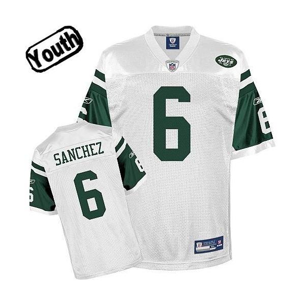 Mark Sanchez Youth Football Jersey -#6 NY-J Youth Jersey(White)