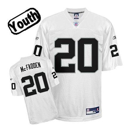 Darren McFadden Youth Football Jersey -#20 Oakland Youth Jersey(White)