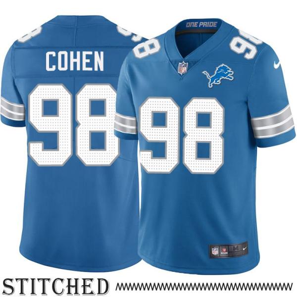 Detroit Lions #98 Landon Cohen Blue Home Jersey